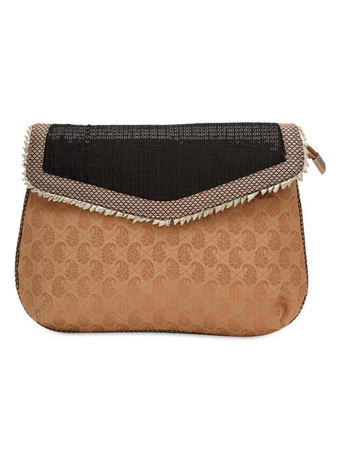 beige sequined sling bag with brocade work - 1225409 - Very Small Image - 1