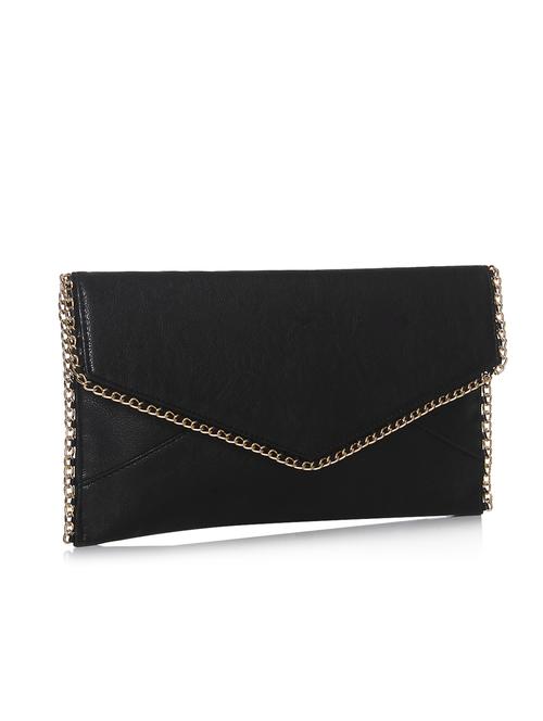 black leatherette envelope clutch - 12257059 - Very Small Image - 1