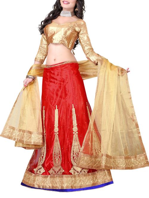red net aline lehenga - 12257717 - Very Small Image - 1
