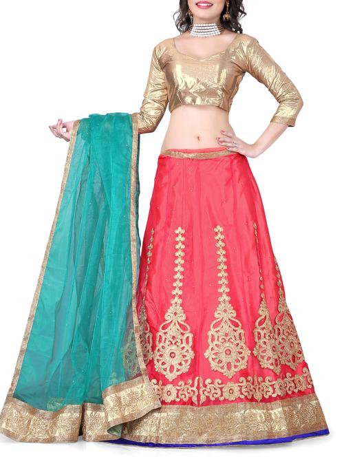 red net aline lehenga - 12257722 - Very Small Image - 1