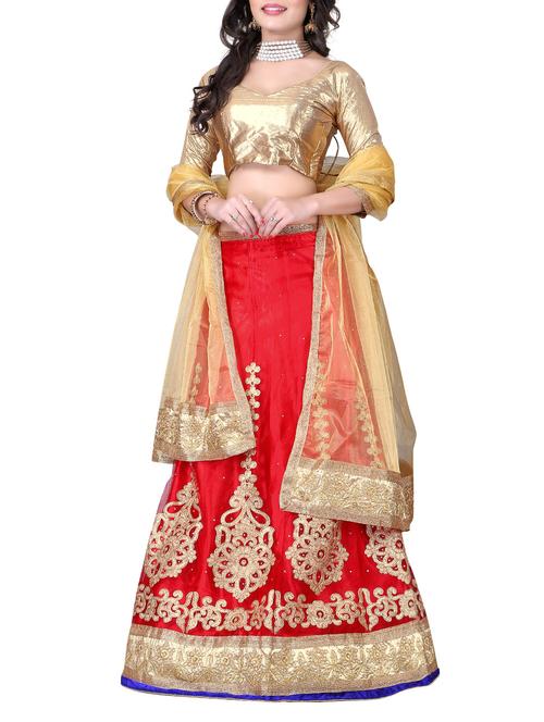 red net aline lehenga - 12257725 - Very Small Image - 1