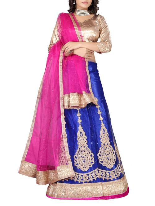 blue net aline lehenga - 12257749 - Very Small Image - 1
