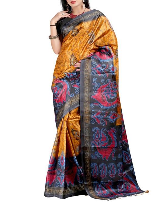orange silk saree - 12257862 - Very Small Image - 1