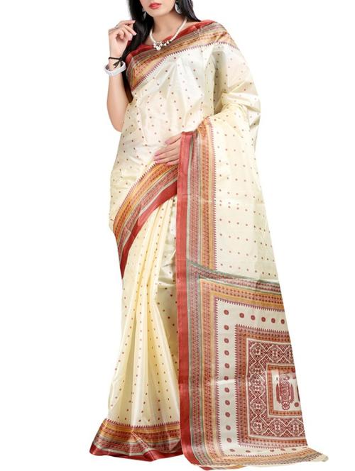 orange silk saree - 12257928 - Very Small Image - 1
