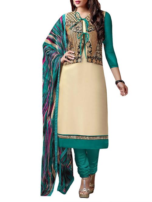 green georgette semistitched suit - 12258149 - Very Small Image - 1