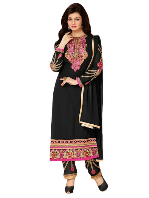 black georgette semistitched suit - 12258234 - Very Small Image - 1