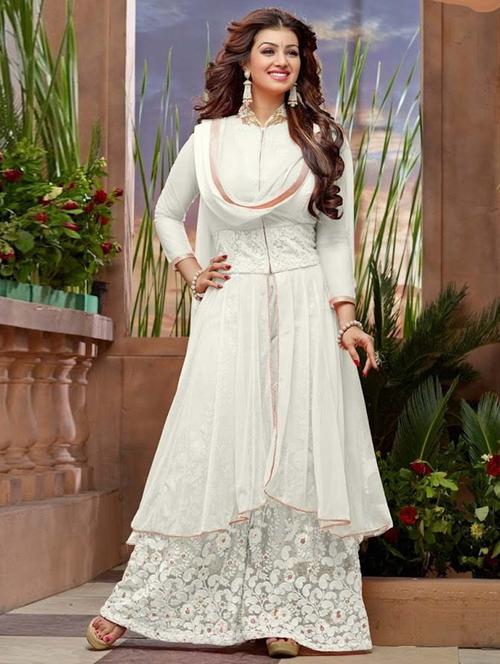 pink georgette semistitched suit - 12258246 - Very Small Image - 1