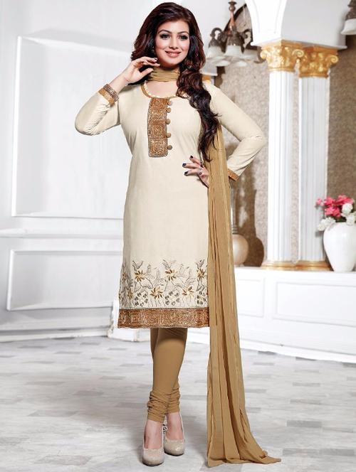 white cotton semistitched suit - 12258380 - Very Small Image - 1