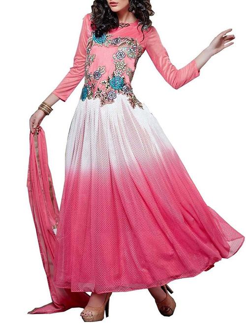 red georgette semistitched suit - 12258445 - Very Small Image - 1