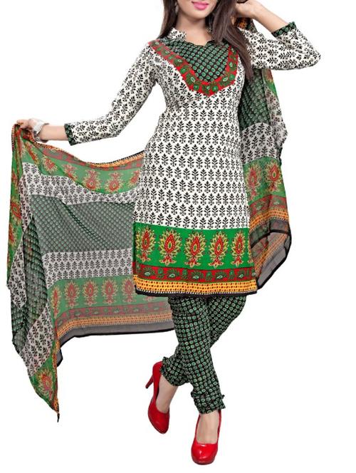 white cotton unstitched suit - 12258467 - Very Small Image - 1