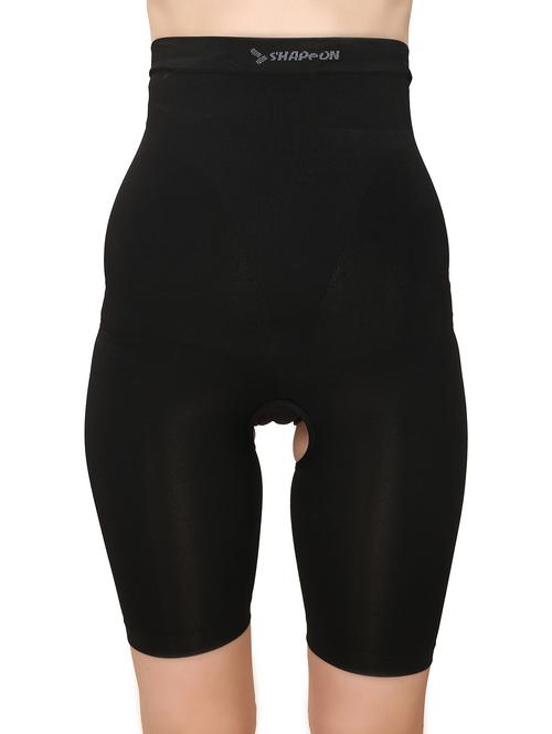 solid black nylon shaper thighs shapewear - 12258486 - Very Small Image - 1