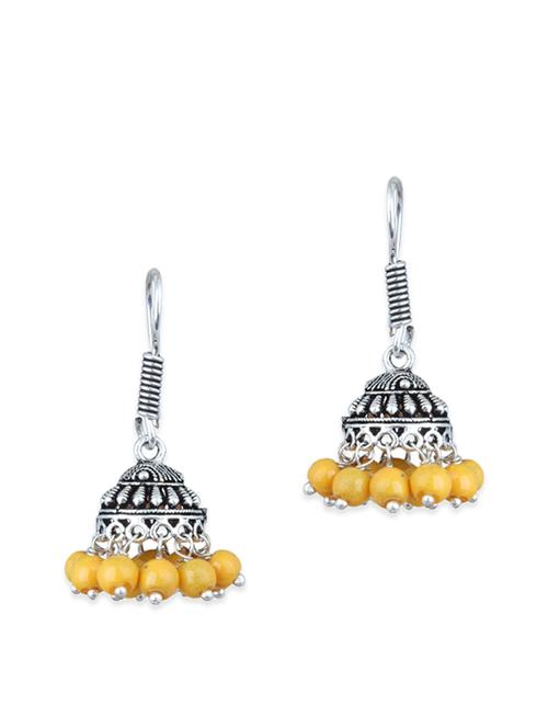 yellow brass jhumka earrings - 12260378 - Very Small Image - 1