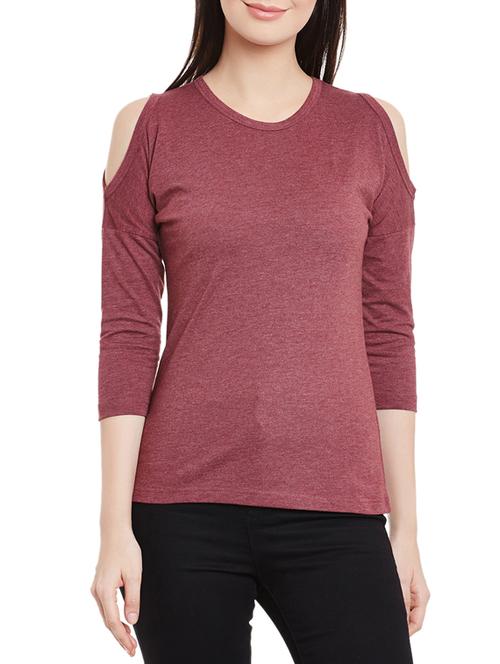 cold shoulder round neck tee - 12264239 - Very Small Image - 1
