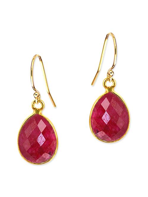 ruby pink silver drop earring - 12264487 - Very Small Image - 1
