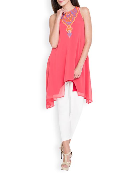 pink synthetic aline kurta - 12264624 - Very Small Image - 1