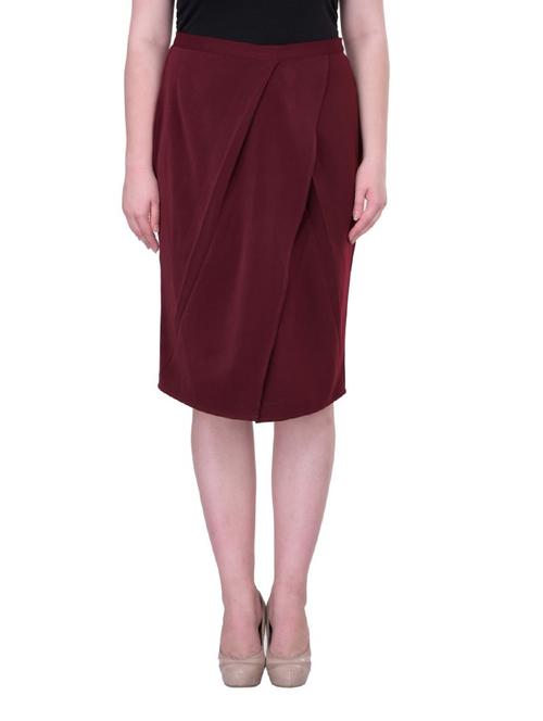 maroon polyester wrap skirt - 12265188 - Very Small Image - 1
