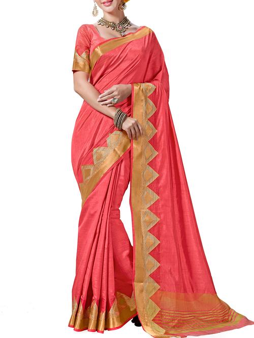 red art silk bordered saree with blouse - 12265503 - Very Small Image - 1