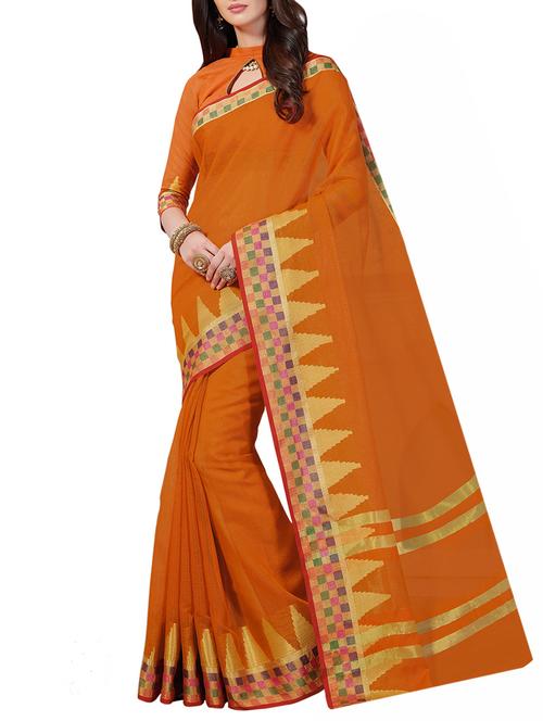 temple zari border saree with blouse - 12265536 - Very Small Image - 1