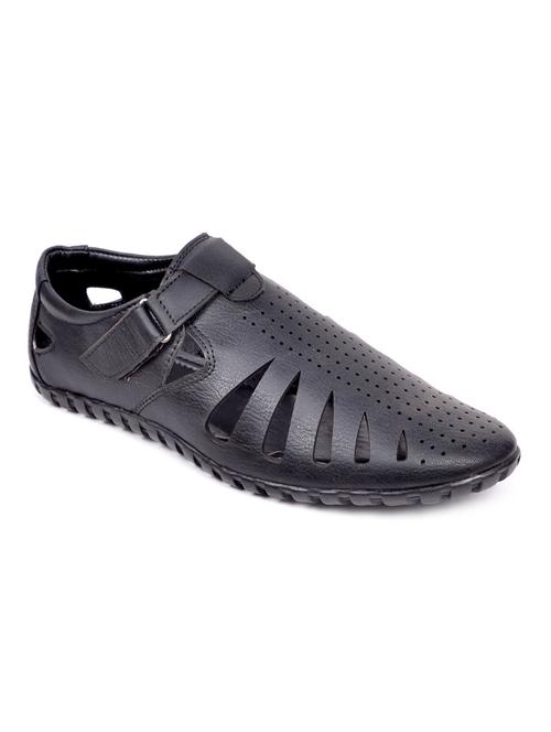 black leatherette slip on sandal - 12265634 - Very Small Image - 1