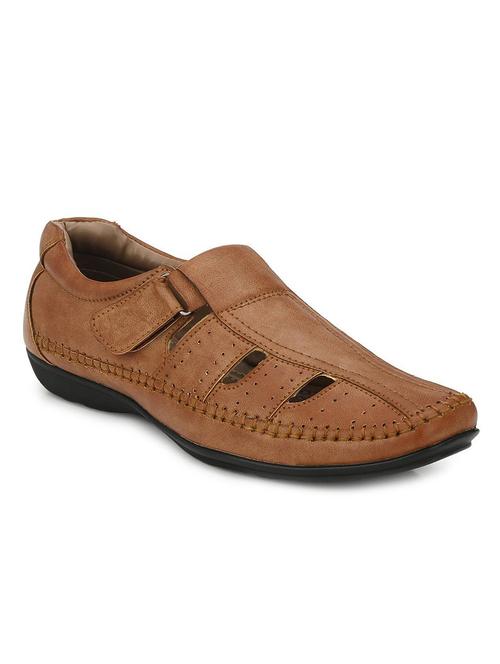 tan leatherette slip on sandal - 12265636 - Very Small Image - 1