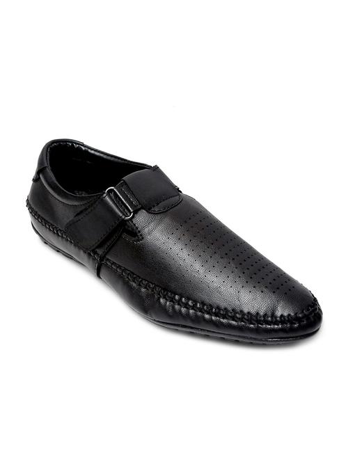 black leatherette slip on sandals - 12265644 - Very Small Image - 1