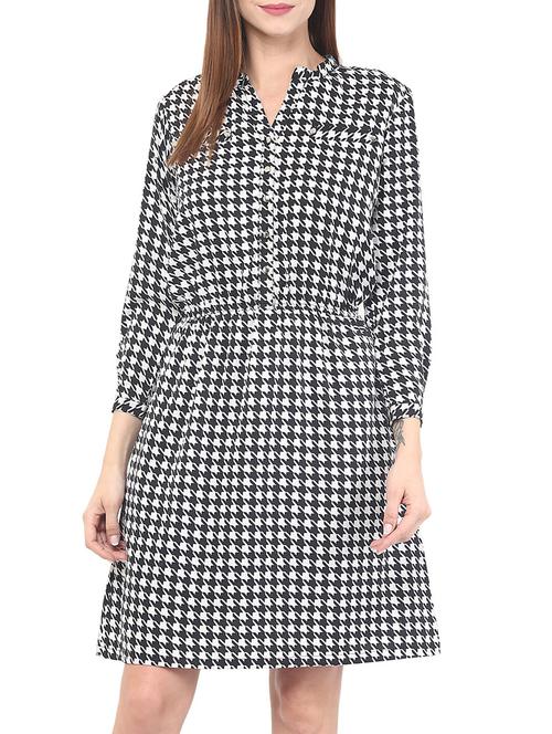 hounds-tooth print a-line dress - 12266117 - Very Small Image - 1