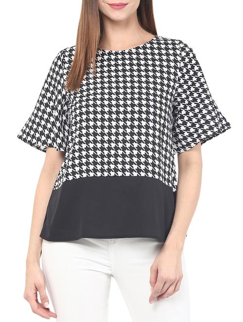 hounds-tooth bell sleeved top - 12266123 - Very Small Image - 1