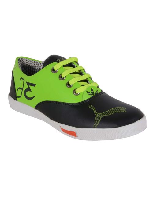 black, green leatherette lace up shoe - 12266916 - Very Small Image - 1