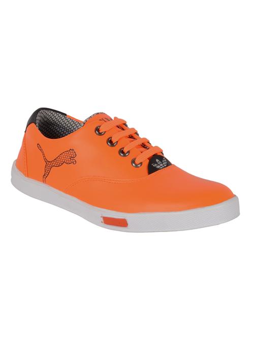 orange synthetic lace up sneakers - 12266920 - Very Small Image - 1