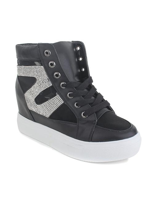 black faux leather sneaker - 12268174 - Very Small Image - 1
