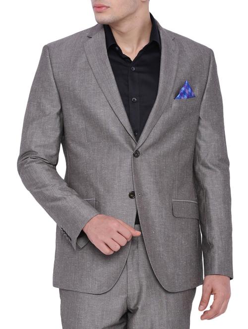 navy blue linen formal blazer - 12268440 - Very Small Image - 1