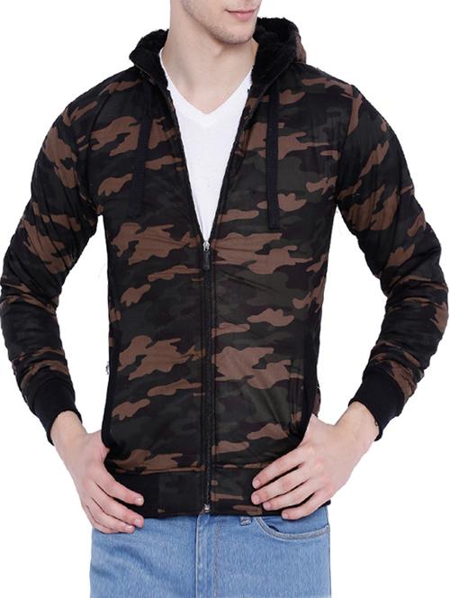 beige camouflage printed casual jacket - 12268753 - Very Small Image - 1