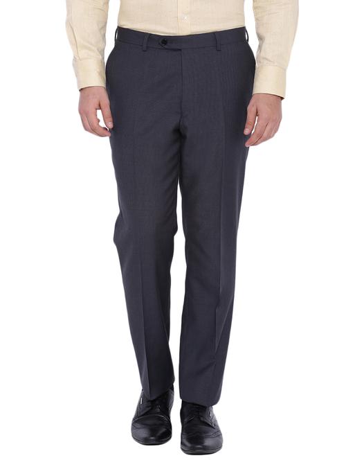 grey wool flat front trousers formal - 12269063 - Very Small Image - 1