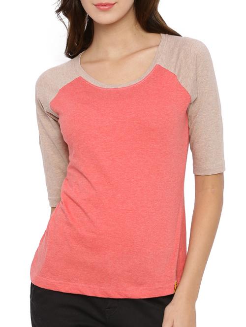 women's color block round neck t-shirt - 12269295 - Very Small Image - 1