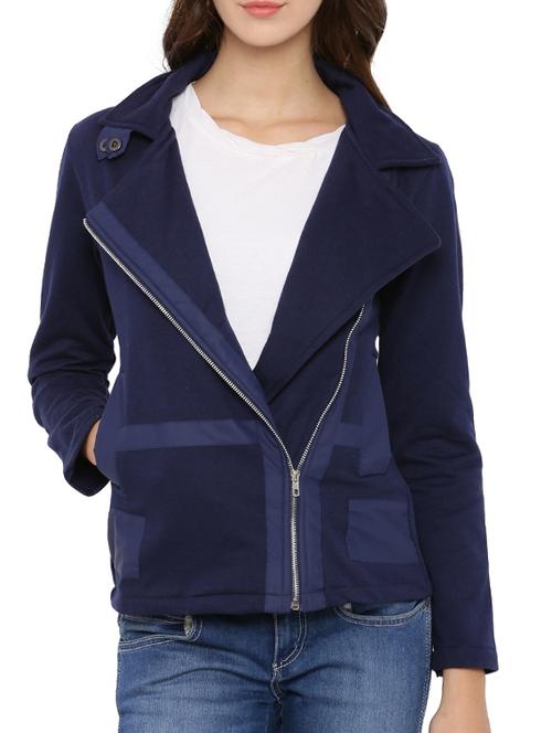 navy zip detail jacket - 12269377 - Very Small Image - 1