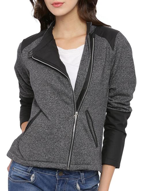 grey cotton zipper jacket - 12269380 - Very Small Image - 1