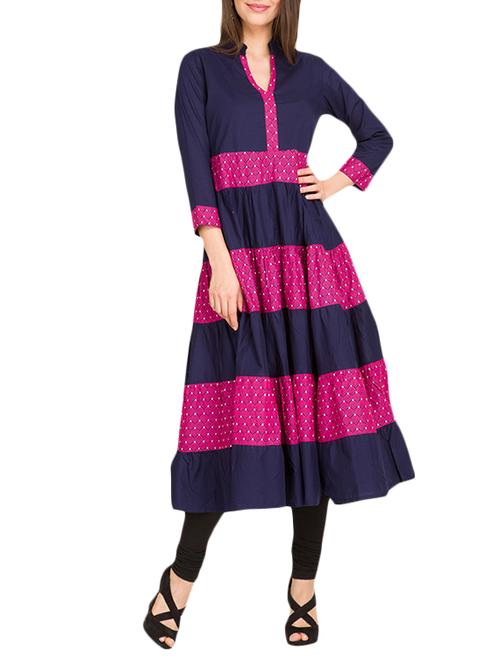 blue cotton anarkali kurta - 12269693 - Very Small Image - 1