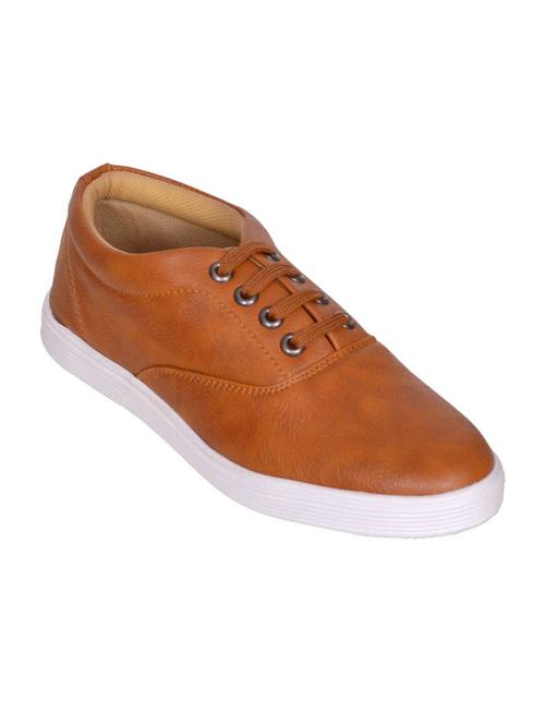 tan synthetic lace up sneakers - 12269878 - Very Small Image - 1