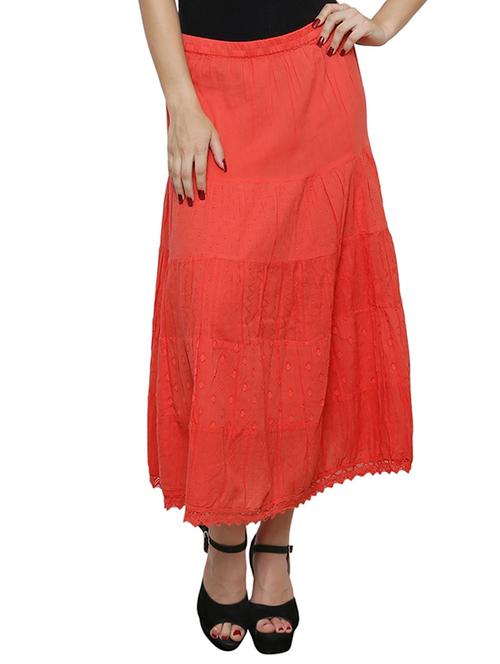orange cotton flared skirt - 12271062 - Very Small Image - 1