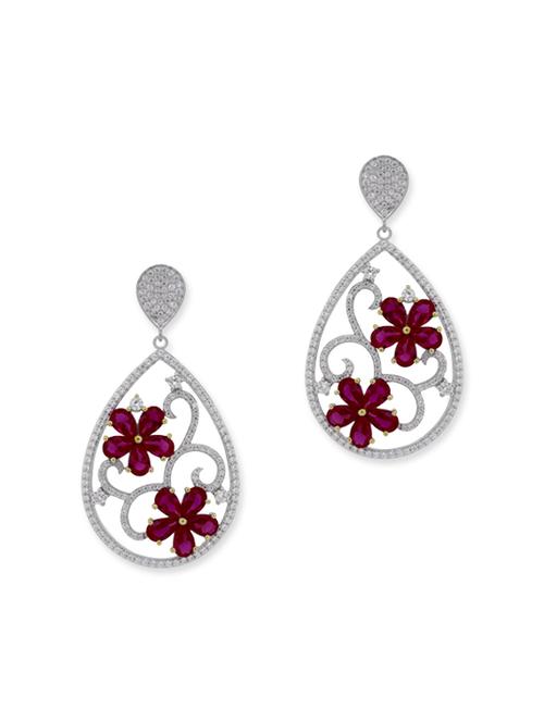red silver drop earrings - 12272402 - Very Small Image - 1