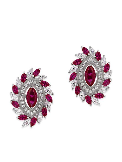 pink silver studs earrings - 12272452 - Very Small Image - 1
