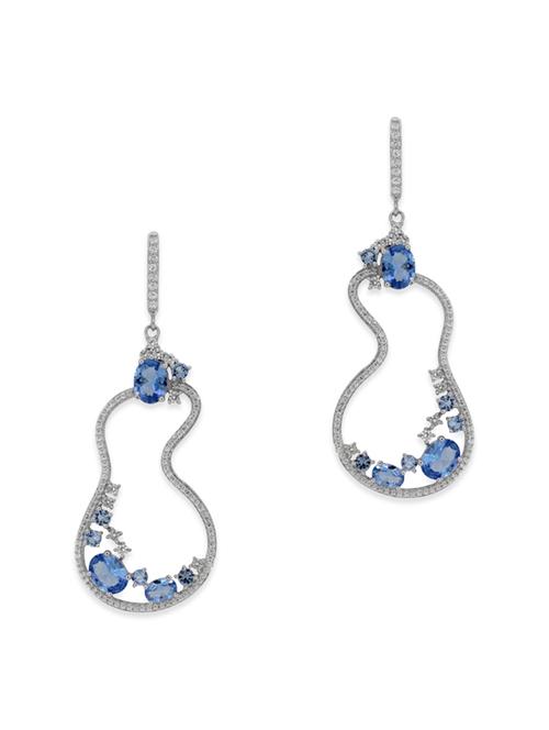 blue silver chandelier earrings - 12272472 - Very Small Image - 1