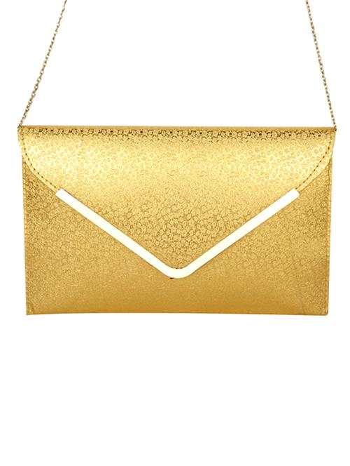 yellow textured rexene envelope clutch cum sling - 12273512 - Very Small Image - 1