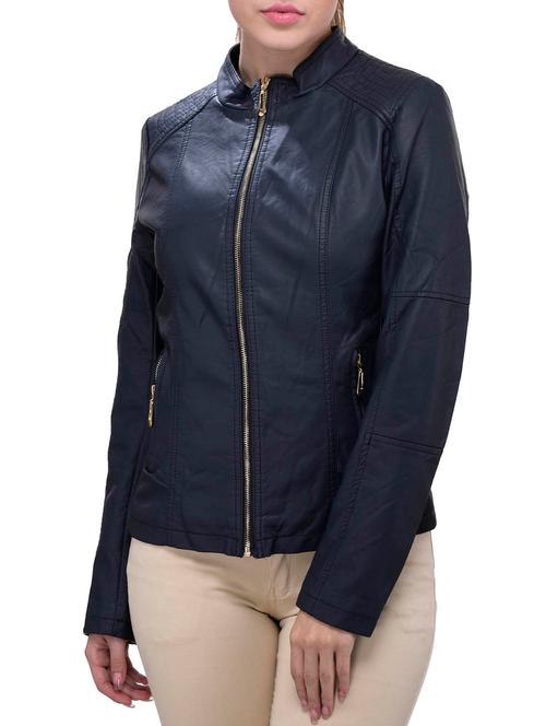 navy blue leatherette jacket - 12275193 - Very Small Image - 1