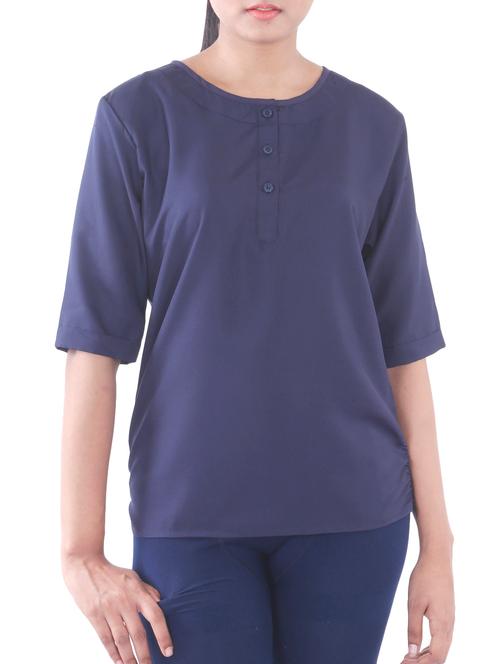 blue crepe regular top - 12275251 - Very Small Image - 1