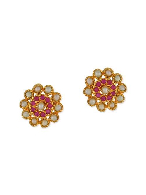 multi colored gold plated studs earring - 12275291 - Very Small Image - 1