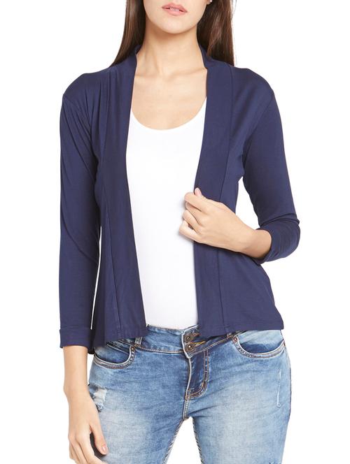 navy blue polyester shrug - 12276303 - Very Small Image - 1