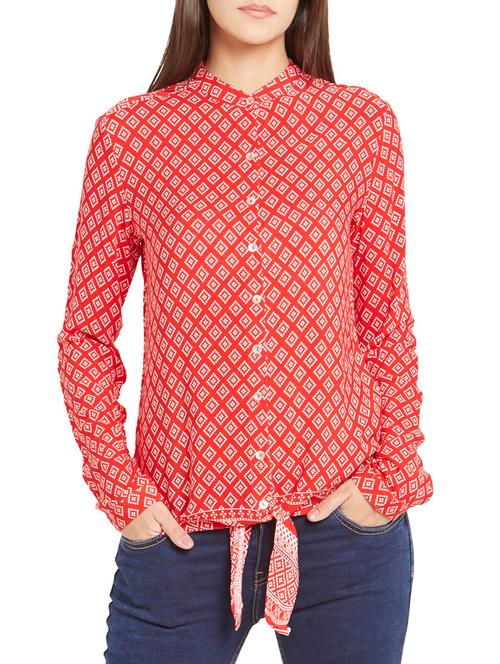 red polyester regular shirt - 12276517 - Very Small Image - 1
