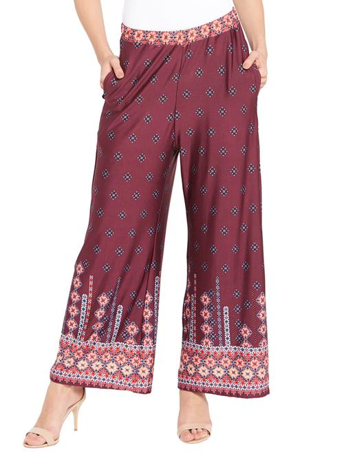 maroon printed polyester palazzo - 12276528 - Very Small Image - 1