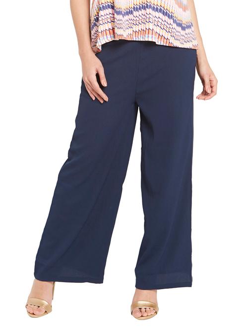 navy blue polyester palazzos - 12276533 - Very Small Image - 1